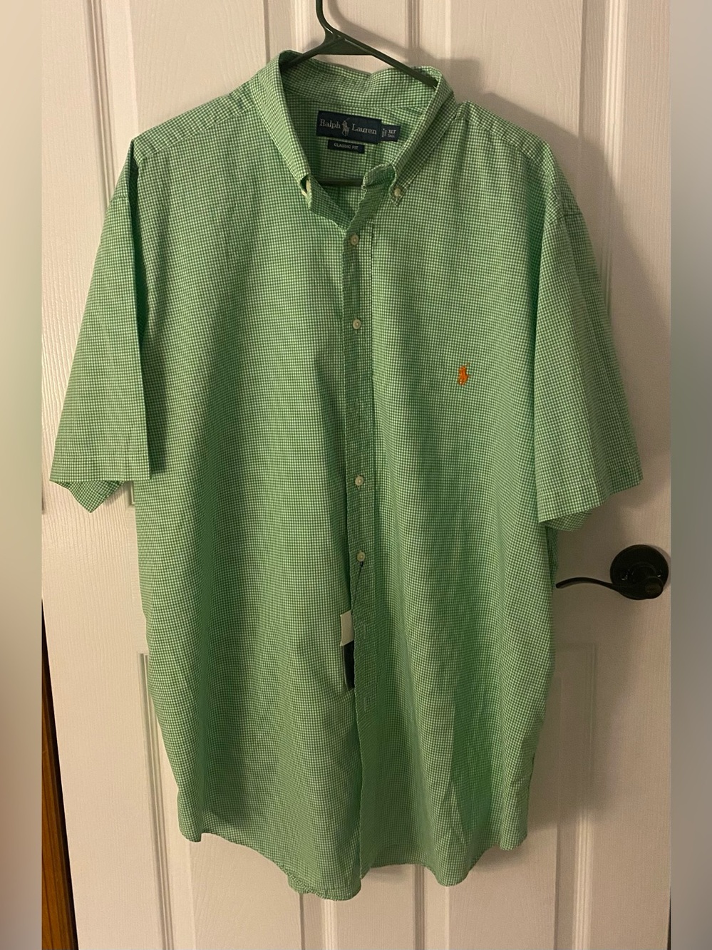 Lauren Ralph Lauren Green Short-Sleeve Button-Down Shirt with Orange Pony
